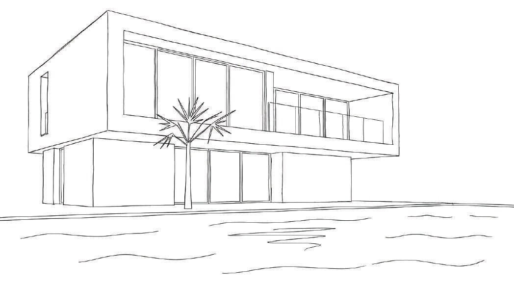 Mirror Villa: boceto a mano de la vivienda