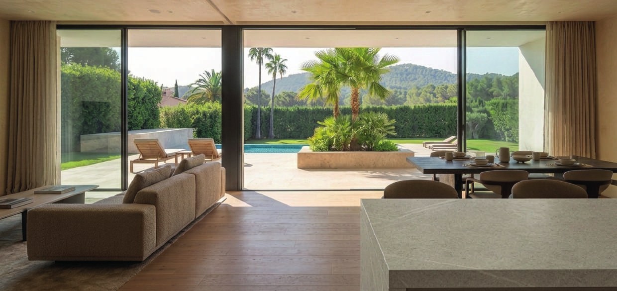 Mirror Villa: volumen volado al atardecer